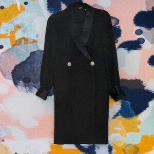 Tahari Long Sleeve Blazer Dress; Black w/Gold Rhinestone Buttons; Size 6; NWT